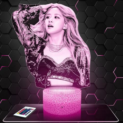 Lampe Rose Black P deko Zimmer Mädchen Lampe 3D Rose Black Pobjekt k-pop Korea Koreanischer Pop Geschenk gedämpftes Licht Nachtlicht deko Büro. Eigenartig Geschenk Weihnachten Teenager TOP