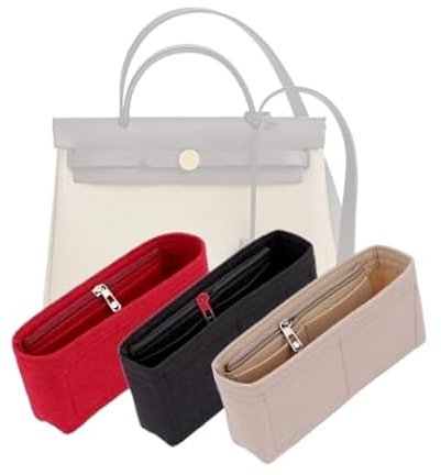 LinerLink Taschen-Organizer für Hermes Herbag 39 (39 x 33 x 14 cm (L x H x T), handgefertigter Tascheneinsatz, 2 mm Filztascheneinsatz, Damen-Handtaschenformer (Beige, Stil A: Belichtung)