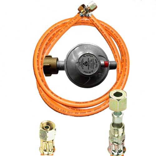 TGO Gasgeräte GmbH 50mbar Fahrzeug-Druckregler + Gasschlauch Winterfest 1/4' Links Überwurfsmutter X 8mm Schneidring-Verschraubung (150 cm (1,5m))