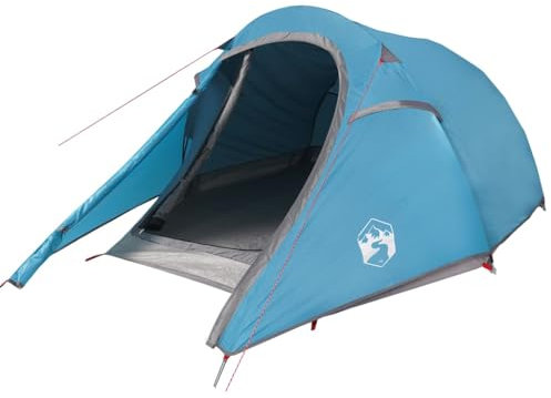 vidaXL Tunnelzelt 2 Personen, Campingzelt mit Netzwände, Wasserdicht Gartenzelt mit abnehmbarem Überzelt, Zelt, Blau 185T Polyester