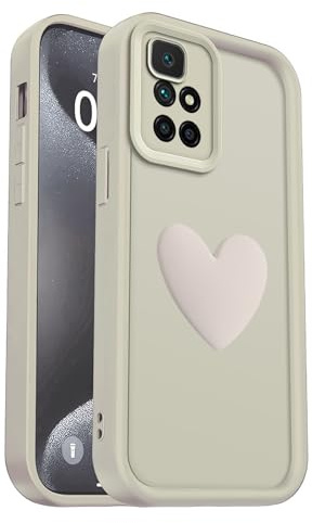 PanXCase 3D Herz Hülle für Xiaomi Redmi 10 2022 / Redmi 10 4G | 3D Herz Motiv Design Silikon Handyhülle, Süß, Kameraschutz, für Mädchen/Frauen, Stoßfest, Kratzfeste Schutzhülle, White