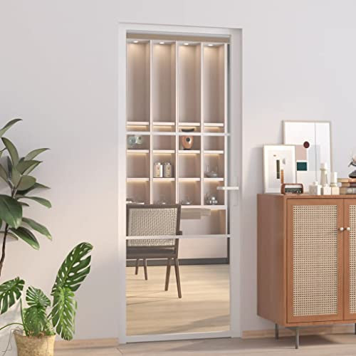 Matériaux de construction, portes, portes de maisonPorte intérieure 83 x 201,5 cm, verre ESG blanc et aluminium