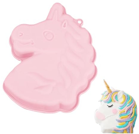 Smavles Moule en Silicone Licorne 3D pour Gâteau, Crème Glacée, Chocolat, Pain, Dessert (Couleur Rose)