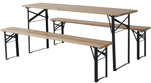 habitat et jardin Bistrot-Gartentisch klappbar mit 2 Bänken Lisbonne - 176 x 46 x 75 cm - Braun