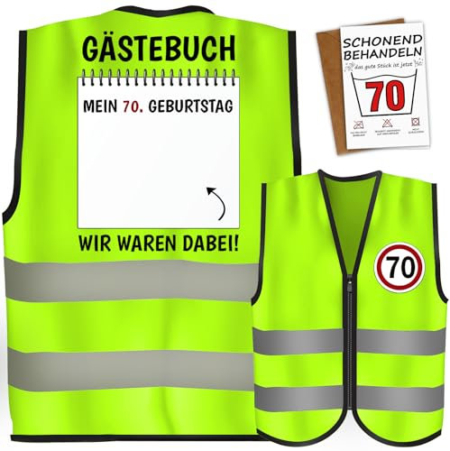 Giftota 70 Geburtstag Geschenk Junge, 70 Geburtstag für Junge mit Grußkarten, WIR WAREN DABEI Geburtstag Weste, Geburtstagsgeschenk für Männer, Lustige Geschenke Geburtstag für Parteien
