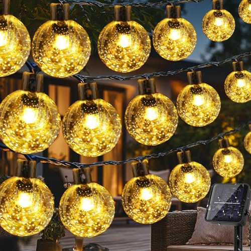 Guirlande Solaire Exterieur, 18M 100LED Guirlande Lumineuse Exterieure Solaire, 8 Modes IP65 Étanche Guirlande Lumineuse Solaire pour Jardin, Mariage, Fête, Balcon, Éclairage Automatique(Blanc Chaud)