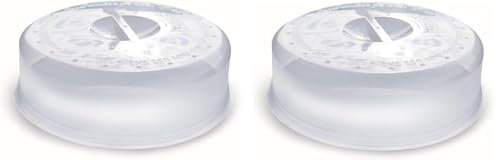 Tapa para microondas y horno con salida vapor libre de BPA, tapa microondas dos medidas 24 o 27cm de diámetro, tapa microondas libre BPA, utensilio cocina tapar comida muy resistente (2 tapas 27cm)