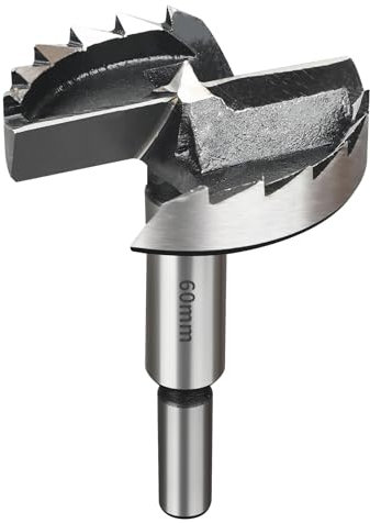 SUQIN Broca Forstner de 60mm Para Madera-Diámetro De 60mm Longitud 90mm Broca Fresadora Para Madera Con Eje Redondo Para Para Marcar y Taladrar Agujeros Para Bisagras