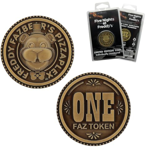 FaNaTtik Five Nights at Freddy's One Faz Token Sammelmünze – Offiziell lizenzierte limitierte Auflage – 38 mm Durchmesser – FNAF Pizzeria Simulator Replik (9.995 Worldwide)