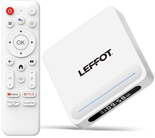 LEFFOT Android 14 TV Box 2025, H618 Plus 4K Ultra HD, 2GB RAM + 16GB ROM, Smart TV-Box Android con Control de Voz, 2.4G y 5G WiFi6, BT 5.4, 100M Ethernet, HDR10, Allwinner H618 Quad-Core A53