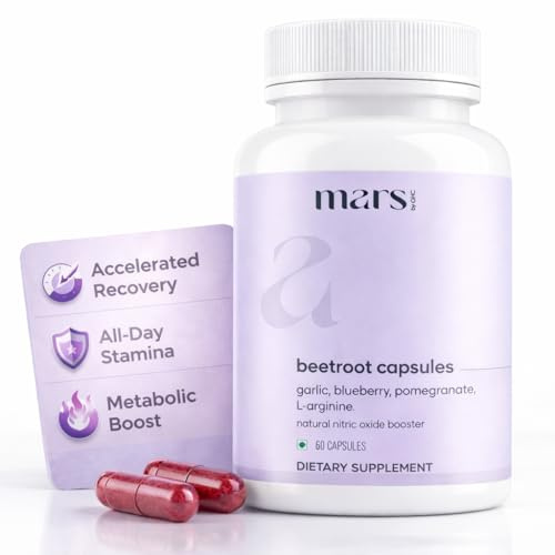 Mars by GHC Beetroot Capsules, 300mg Beet Root Powder Aids Healthy Circulation & Vitality, Non-GMO, Beet Root Supplement, 60 Capsules