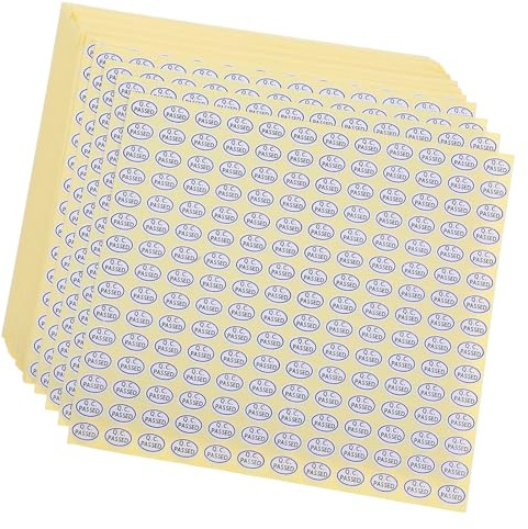Prüfetiketten Oval Weiß 6 Beutel Selbstklebend Papier für Inspektion | 6 Stück Pack, Einfache Anwendung, zur Produktkennzeichnung und Lagerorganisation, Qc Geprüfte Aufkleber für Verpackung