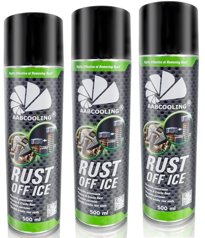 3x AABCOOLING Rust Off Ice 500ml – Convertitore Ruggine, Spray Sbloccante con Shock Termico -40°C, Convertitore di Ruggine per Auto, Moto, Utensili, Libera Bulloni e Dadi Bloccati, Antiruggine