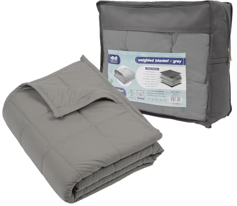 Harbour Housewares Weighted Blanket 4kg with Storage Bag – 125x150cm Grey Weight Blanket for Anxiety, Stress Relief & Deep Sleep – Soft Fabric Calming Throw with Glass Bead Filling