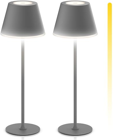 Brandson - 2 x LED Tischlampe kabellos dimmbar - mit Akku aufladbar - 3 Farbstufen - warmweiß neutralweiß kaltweiß - Metall - - Tischleuchte - Nachttischlampe - Leselampe - Indoor/Outdoor - anthrazit