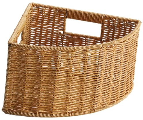 Sharplace Corner Storage Basket Triangle Storage Box Portable Open Top Lightweight Fan Shape Accessories for Magazines Bedroom Office, L