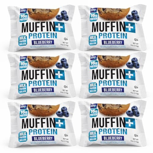 Bake City Blueberry 16g Protein Muffin – Pack of 6, Soft-Baked Gluten Free, High Protein Snacks - Breakfast Food, Energy Snacks, Office, Kosher Food - Go-To Protein Treat