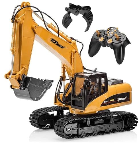 Top Race Tracteur de Construction d'excavatrice de Commande à Distance de Pleine Course de la Voie 15 Pleine, Jouet d'excavatrice avec l'émetteur de 2.4Ghz 2 dans 1 avec la Pelle