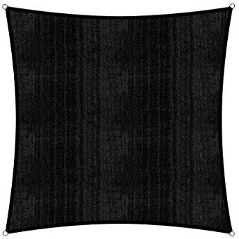 Lumaland Sunsail Cuadrado 3 x 3 Metros | Protección Solar Resistente a la Intemperie Incl. Cuerdas de sujeción | Terraza, jardín y balcón, Tejido de Vela HDPE, protección UV [Negro]
