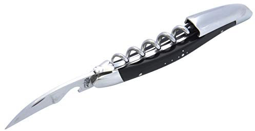 Forge de Laguiole Sommeliermesser | Dreiteilig - Horn - Schwarz - Finish glänzend
