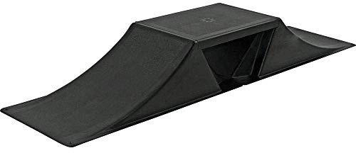 GEEZY Small Dual Sided Skate Ramp - Black, Anti Slip, Grit Surface, Snap-Together, Portable Outdoor Sports Accessory - For Kids Bikes, Skateboards, Roller Skates, BMX, MTB, RC Car