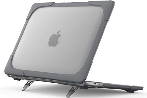 ProCase Hülle für MacBook Pro 13 2022/2020 (A2338/A2251/A2289) Case Cover,Heavy Duty Dünn Hartschalen Abdeckung Ständer Dual Layer Schutzhülle mit Klappständer Kickständer -Grau