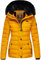 Navahoo Damen warme Winter Steppjacke mit Abnehmbarer Kunstfell-Kapuze Milianaa Yellow Gr. S