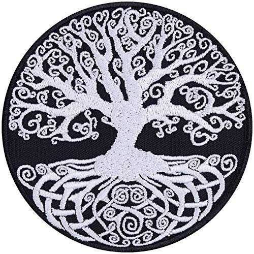 YGGDRASIL Aufnäher Wikinger Baum des Lebens Aufbügler Viking Patch Lebensbaum Tree of life Wikinger Geburtstagsgeschenk Applikation zum aufbügeln/annähen | 90x90mm