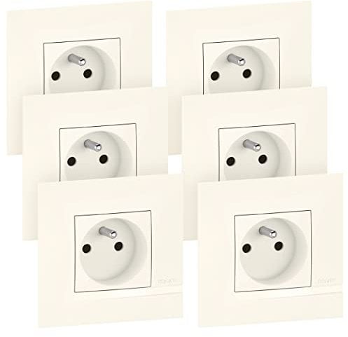 BTicino - Altège lot de 6 prises de courant avec terre blanc complet