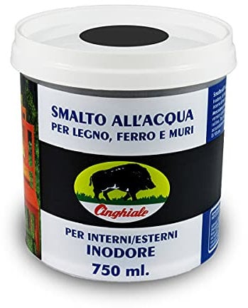 Cinghiale 807 Smalto all'Acqua 0,75 Litri Nero per Legno, Ferro e Muri Inodore per Interni ed Esterni VOC Bassissimi