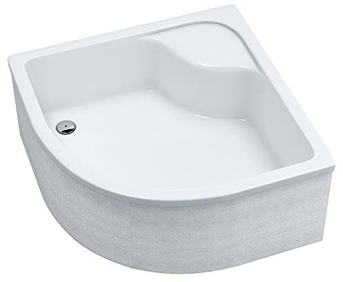 Sellon24® Duschwanne mit Träger Weiß Stabil Glatt Dusche Styroporträger EPS Duschkabine Duschtasse Acryl Quadrat R55 Befliesbar Tief (90x90x41 R55)