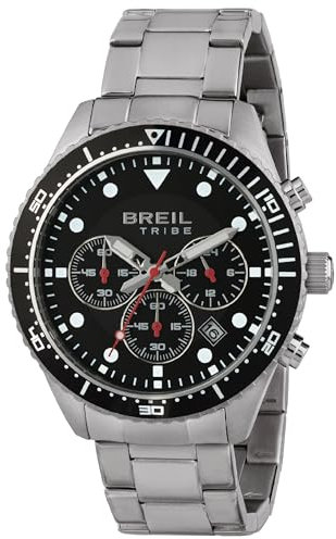 Breil Uhr Herren SAIL Ziffernblatt SCHWARZ Bewegung Chrono Quartz e Bracelet Stahl Silber EW0582