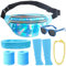 80er Jahre Accessoires Damen Herren Wasserdicht Bauchtasche 80er jahre Neon Beinwärmer Stirnband Armbänder 80er Jahre Kleidung Sport 90er 80er Jahre Outfit Damen Herren Accessoires Party Kostüm (Blau)