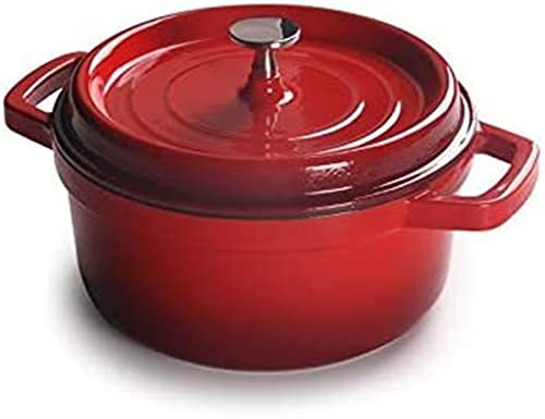 Enamel Saucepan Cast Iron Casserole with Lid Round Mini Pot Cooking Pot Cookware Red (Size : 20cm)