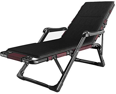 Sunloungers Zero Gravity Lounge Chair, verstellbarer Liegestuhl Lounge Chair mit Kissen Klappbares Campingbett Atmungsaktiver Klappsessel für Strand Freibad Terrasse Deck,Schwarz_170X35X65CM/67X14X26i