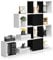 COSTWAY Libreria in Legno, 5 Livelli con Ante, Scaffale Multifunzionale a Forma di Scala, Ideale per Soggiorno Studio Ufficio, 120x19,5x109cm (Nero e Bianco)