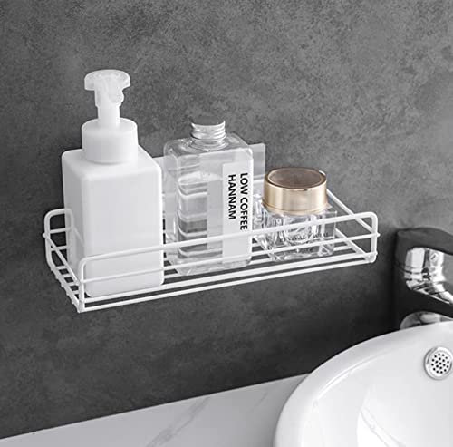 Mensole Portaoggetti Doccia Acciaio Inox, Bagno Senza Foratura, Mensola Autoadesiva Con Aperture di Drenaggio per Lo Shampoo (Bianco)