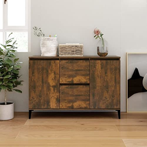 WIFESE Sideboard Räuchereiche 104x35x70 cm Komodenschrank Küchenschrank Mit Schubladen Klein Schmal für Wohnzimmer Küche Flur