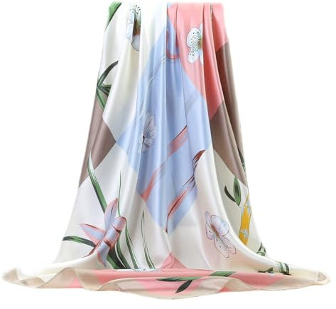 FAIRYGATE Bandana Halstuch Damen Seide Kopftuch Seidentuch für Damen Große Elegante Schals Tuch für Frauen Satin Mädchen Headscarf Haarschmuck 77017