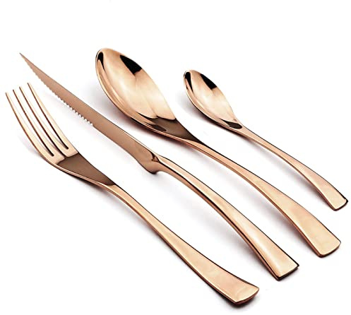 Besteck Set Besteckset Aus 18 10 Edelstahl Geschirr Steakmesser Gabel Löffel Teelöffel Geschirr 4 Teilig Roségold