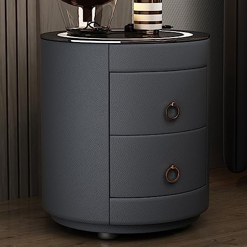 ZDMZR Smart Nightstand with Wireless Charging, Nightstand with Drawer, Smart LED Nightstand (Color : Dark grey)