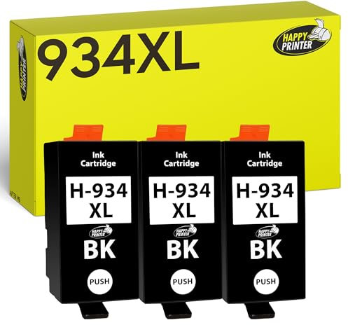 Happy Printer 3 XL Patronen kompatibel mit HP 934 Schwarz passend für HP OfficeJet 6200 6230 6235 6239 6800 6812 6815 6820 6822 6825 6830 6835