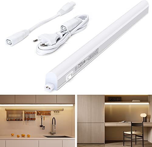 Aigostar Luces para Armarios 8W 960lm Luces LED Cocina, Luz blanca neutra 4000K, 230V Tira LED Mueble Cocina con Interruptor, para Cocina, Vestidor 573 * 22 * 30mm