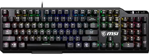 MSI VIGOR GK41 LR FR Clavier Gaming Mécanique - AZERTY, Switches Kailh Red (Linéaires), Touches Ergonomiques, Base Antidérapante, 6 LED de Couleur Fixe/10 Zones d'Éclairage, USB 2.0 - Pleine Taille