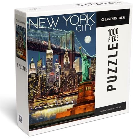 Lantern Press Puzzle mit 1000 Teilen, New York City, NY, Skyline bei Nacht