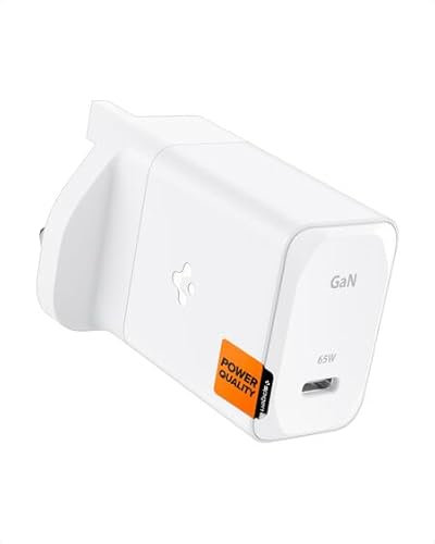 Spigen GaN 651 65W PPS USB C Charger Super Fast Charging 2.0 for Samsung Galaxy S24 Ultra Plus Galaxy Book 2 3 Pro 360 Macbook Air Pro Steam Deck USB Type C Laptop charger adapter (Cable Included)