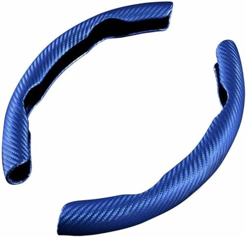 2 Stück Auto Lenkradbezug für Citroen AMI Xsara Picasso Berlingo, Segmentierter Langlebig Rutschfester Kohlefaser Lenkradbezug Lenkradschutz Auto Innenraum Zubehör,B Blue