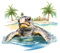 GRAZDesign Wandtattoo Schildkröte Badezimmer Aufkleber, Wandsticker Nordsee | Wandaufkleber Bad, Tür, Fliesenaufkleber Klebefolie - 60x50cm