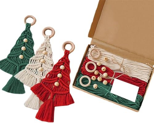 FROVOL Böhmische Quaste Design Weihnachtsbaum Material Pack Handarbeit Wandbehang für Wohnzimmer Xmas Kit Baum Makramee