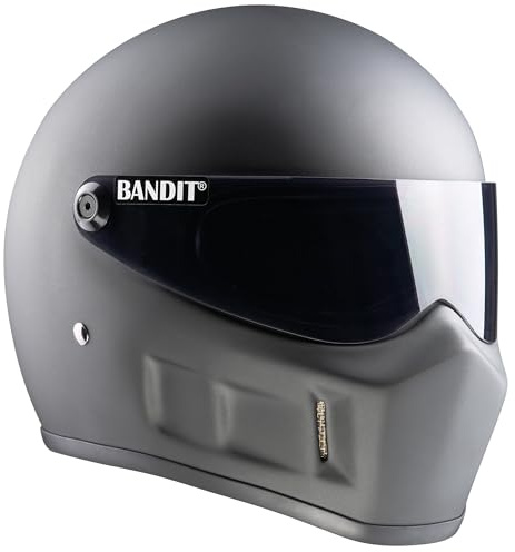 Casco de Moto Integral BANDIT Super Street II Negro Mate Visor Tintado Streetfighter Custom Biker Style Dull Black Motorcycle Helmet SSMB (XXL)